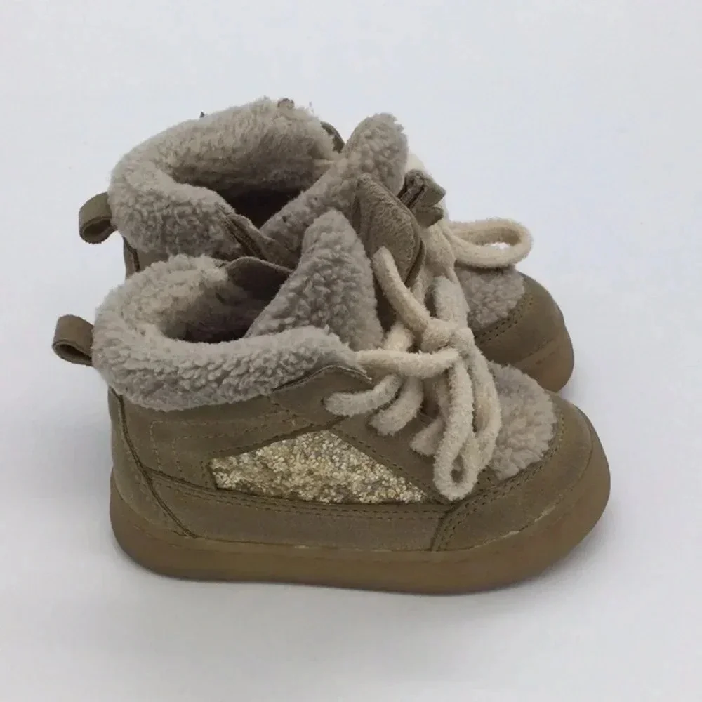 Zara Fleece Lined Glitter Boots size 4 toddler